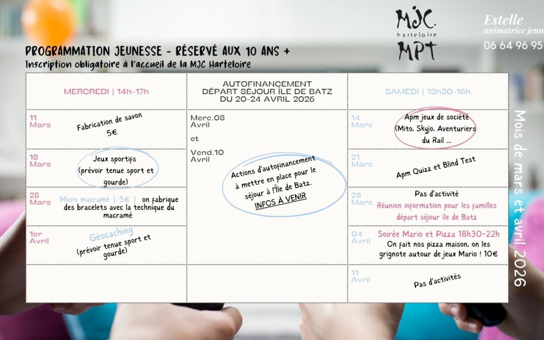 Programme jeunesse des mercredis et samedis