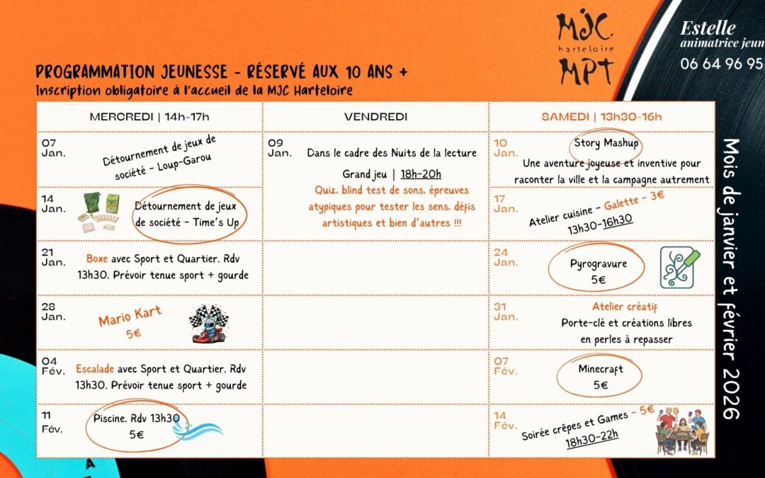 Programme jeunesse des mercredis et samedis